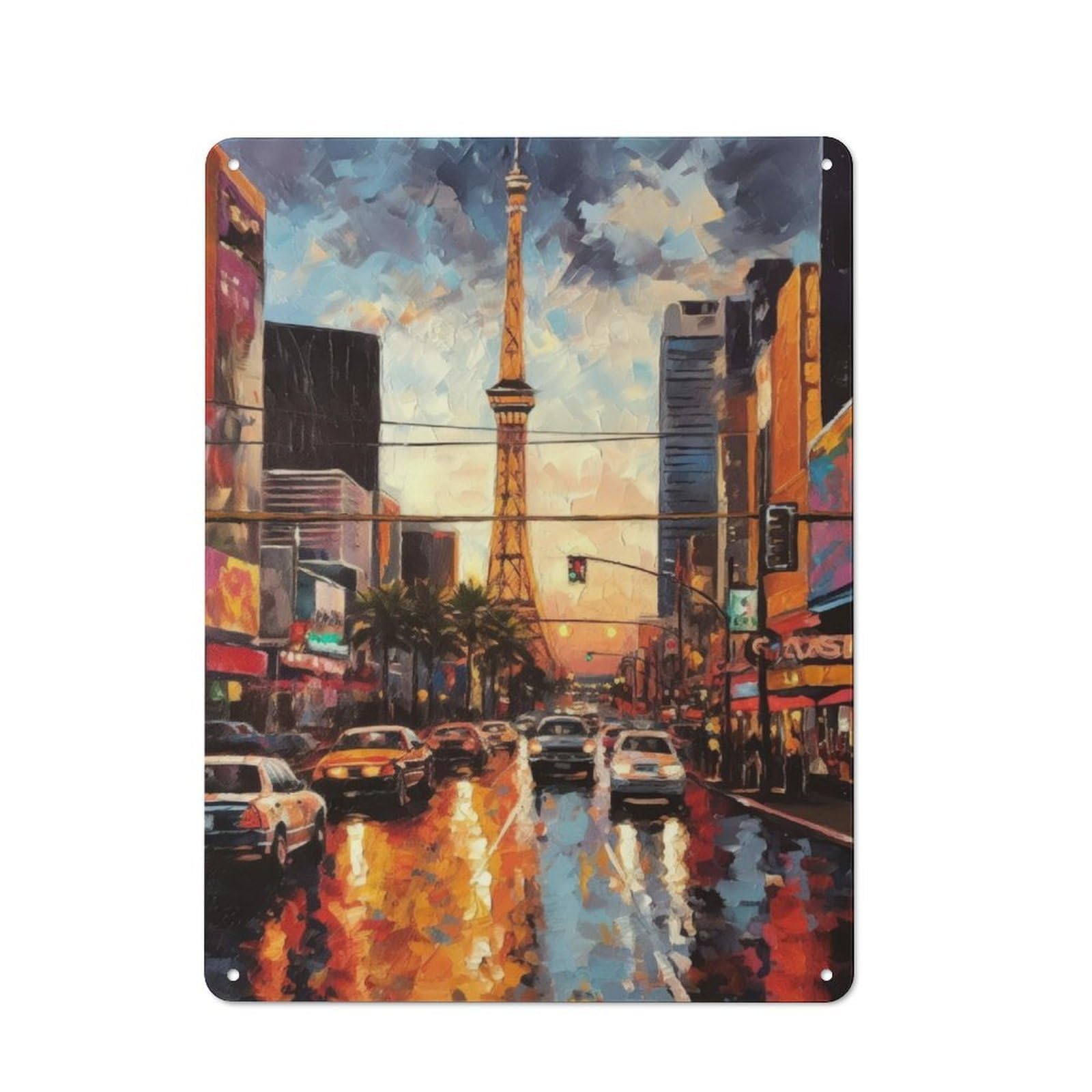 Junmoney The Strip Las Vegas Usa Metal Plaque 40X30cm With For Hallway Wall, Retro Decor, For Wall Display Collectors
