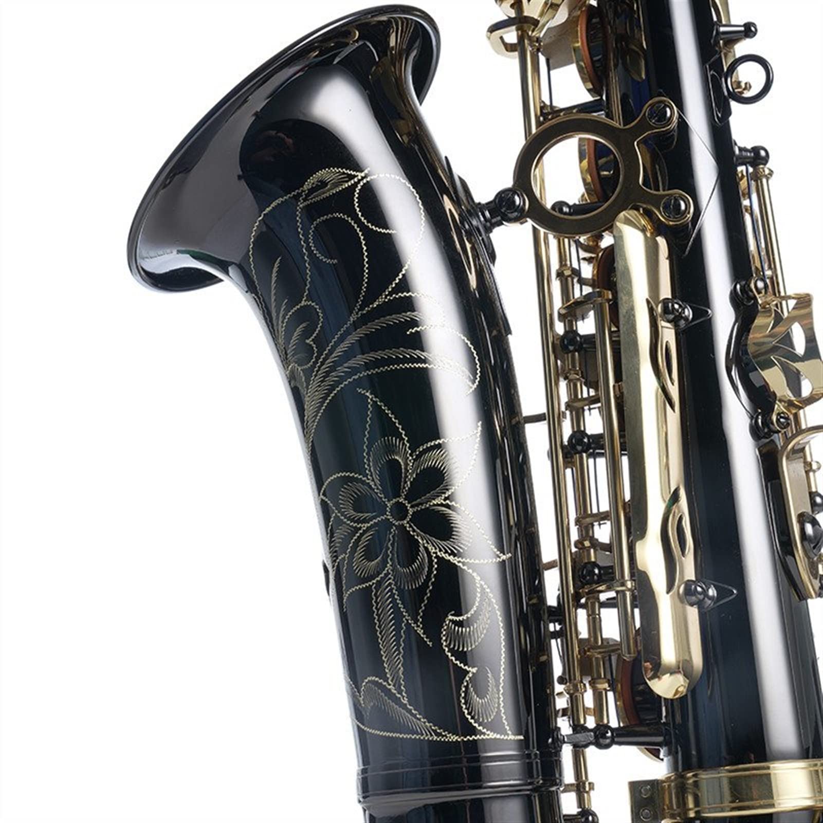 Confezione Completa Chiave in Oro Placcato Nichel Nero Alto E Sassofono Contralto in Ottone Piatto Chiusura a Conchiglia Bianca per Principianti Sax Ottone