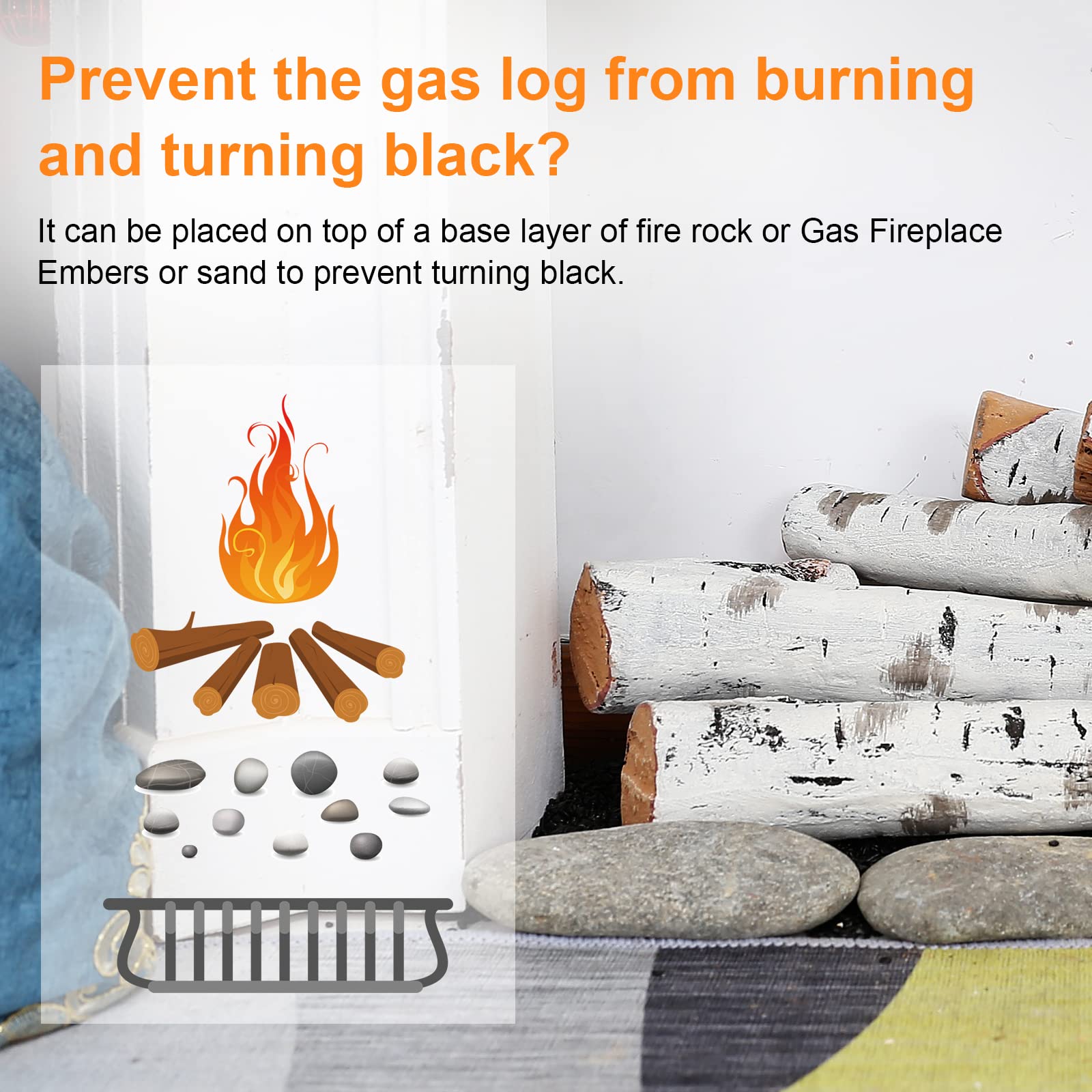 Amazon.com: Utheer Gas Fireplace Logs Set Ceramic White Birch Log for Gas  Fireplace, Outdoor Firebowl, Electric Gas Fireplaces, Vented, Linear Fire  Pits Ceramic Fiber Fake Wood Logs, Large Birch Logs 6pcs :