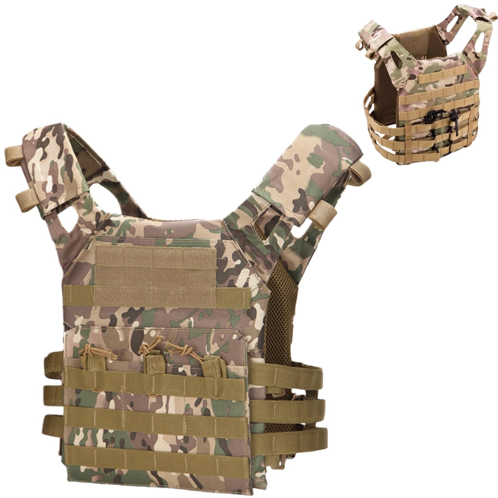Genérico Chaleco táctico para hombres y mujeres – Portador de pecho ligero para airsoft, chaleco de caza para paintball al aire libre, juego de guerra, ropa de airsoft — view 12