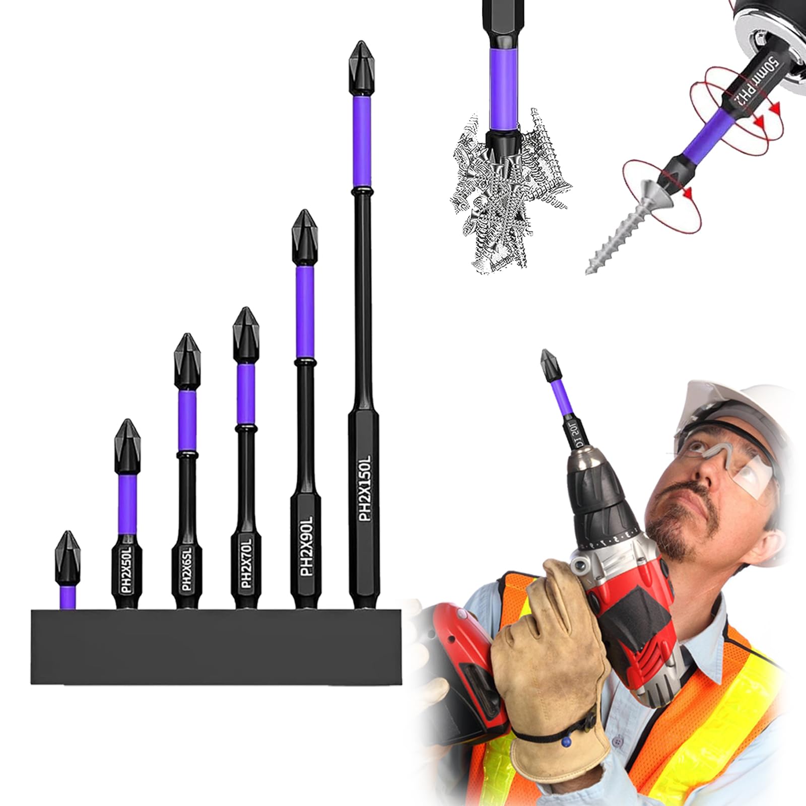 Upgraded Magnetic Screwdriver Bits - D1 Anti-Slip Shock Proof Drill Bit Set