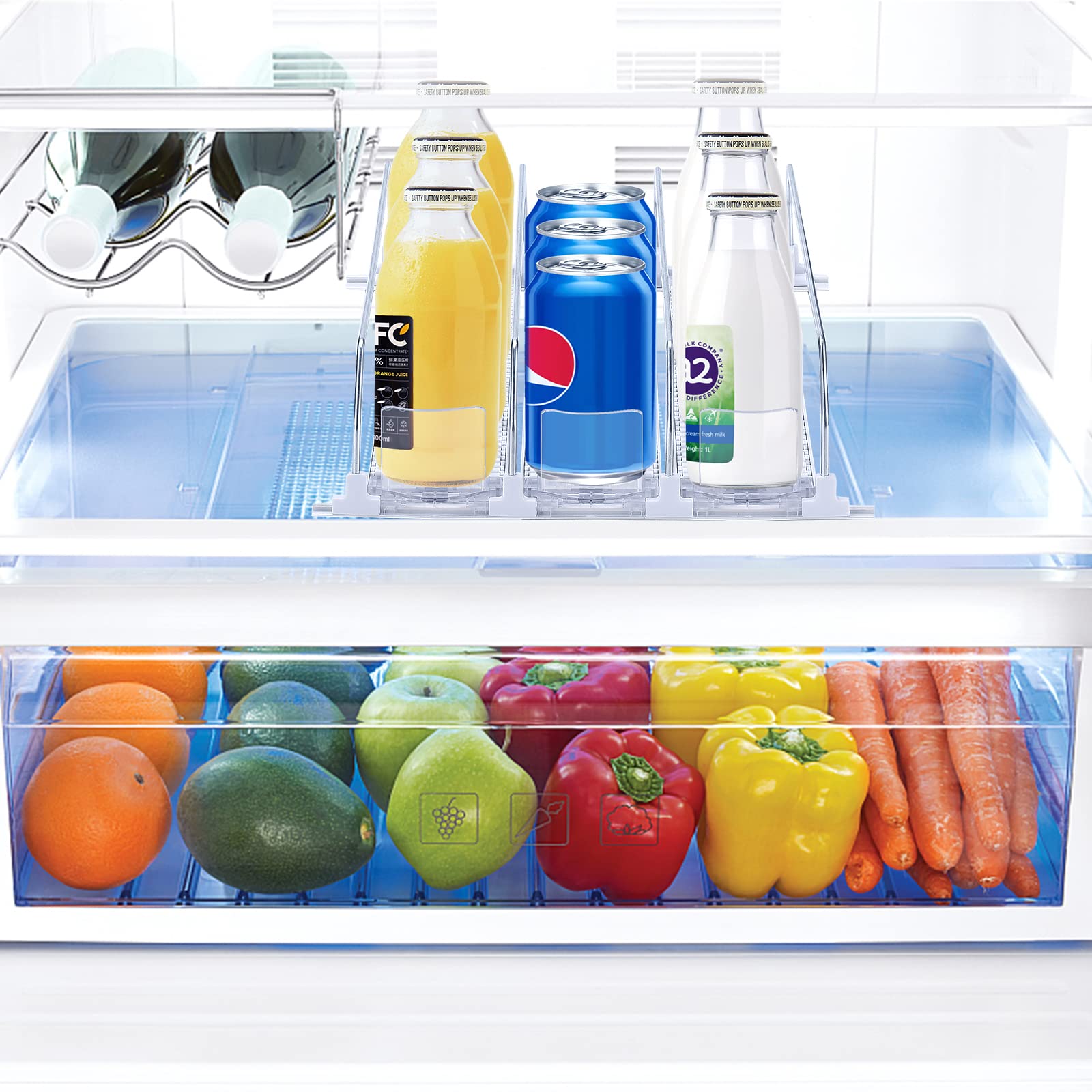 Dispensador de Bebidas para Frigorífico, Organizador de Latas de Refrescos Autoempujable para Frigorífico, Organizador de Latas de Refrescos, Contenedor de Alimentos Enlatados,(38cm 5PCS)