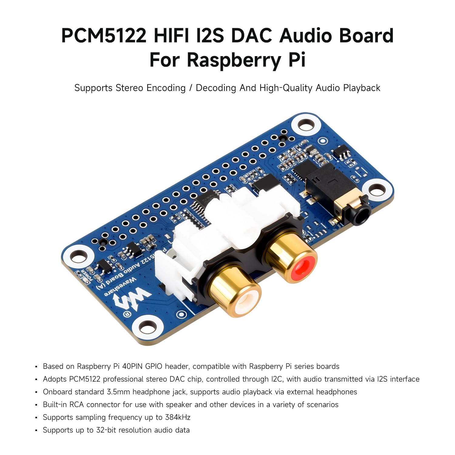 Amazon.co.jp: Waveshare PCM5122 Hi-Fi I2S DAC オーディオボード