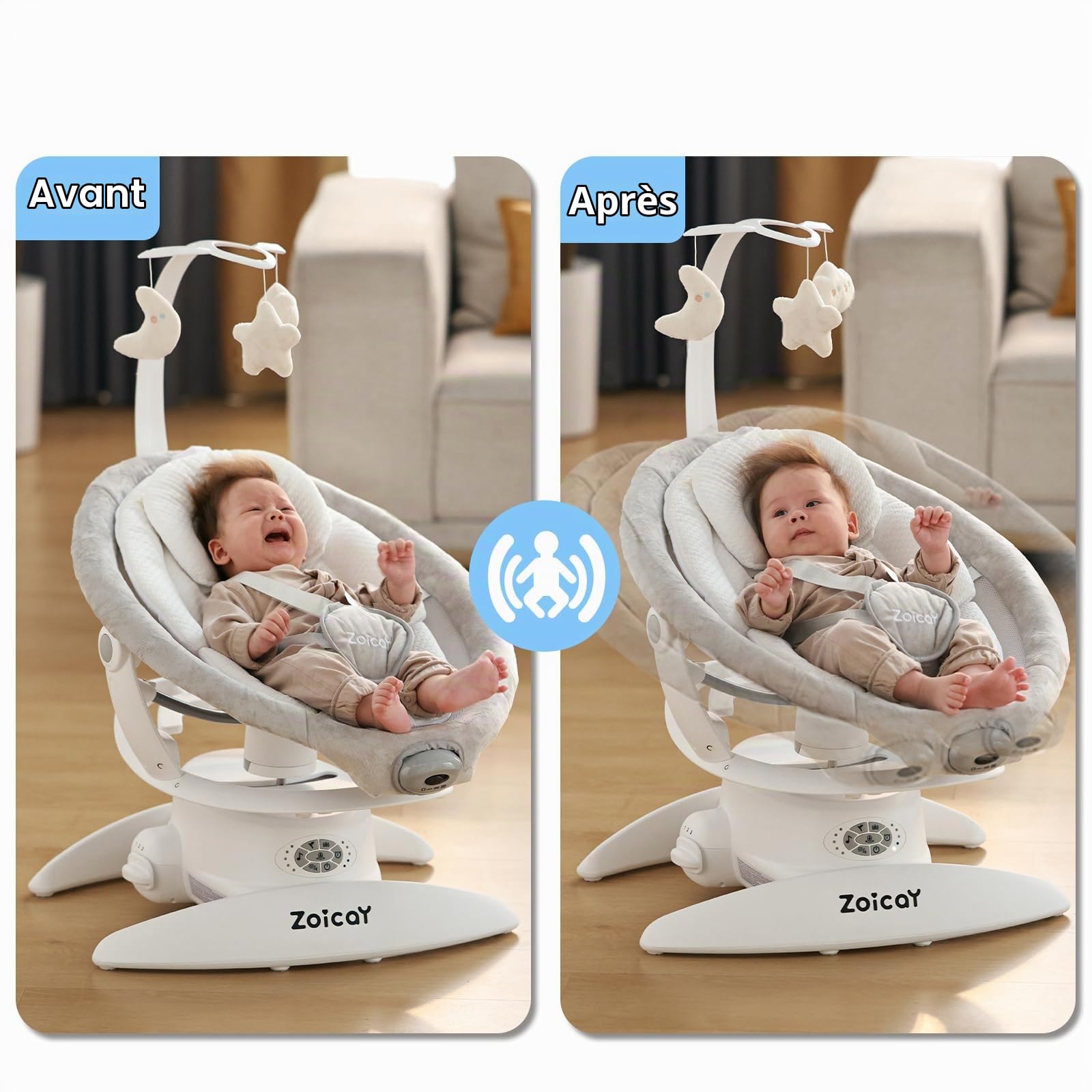 Balancelle Bébé Electrique 3-in-1 avec 9 Modes pour 0–9 mois, Jusqu'à 11 Kg | Transat Balancelle avec Siège Réglable Fonction de Timing et Musique, Télécommande Bluetooth contrôle pour Intérieure (Blanc)