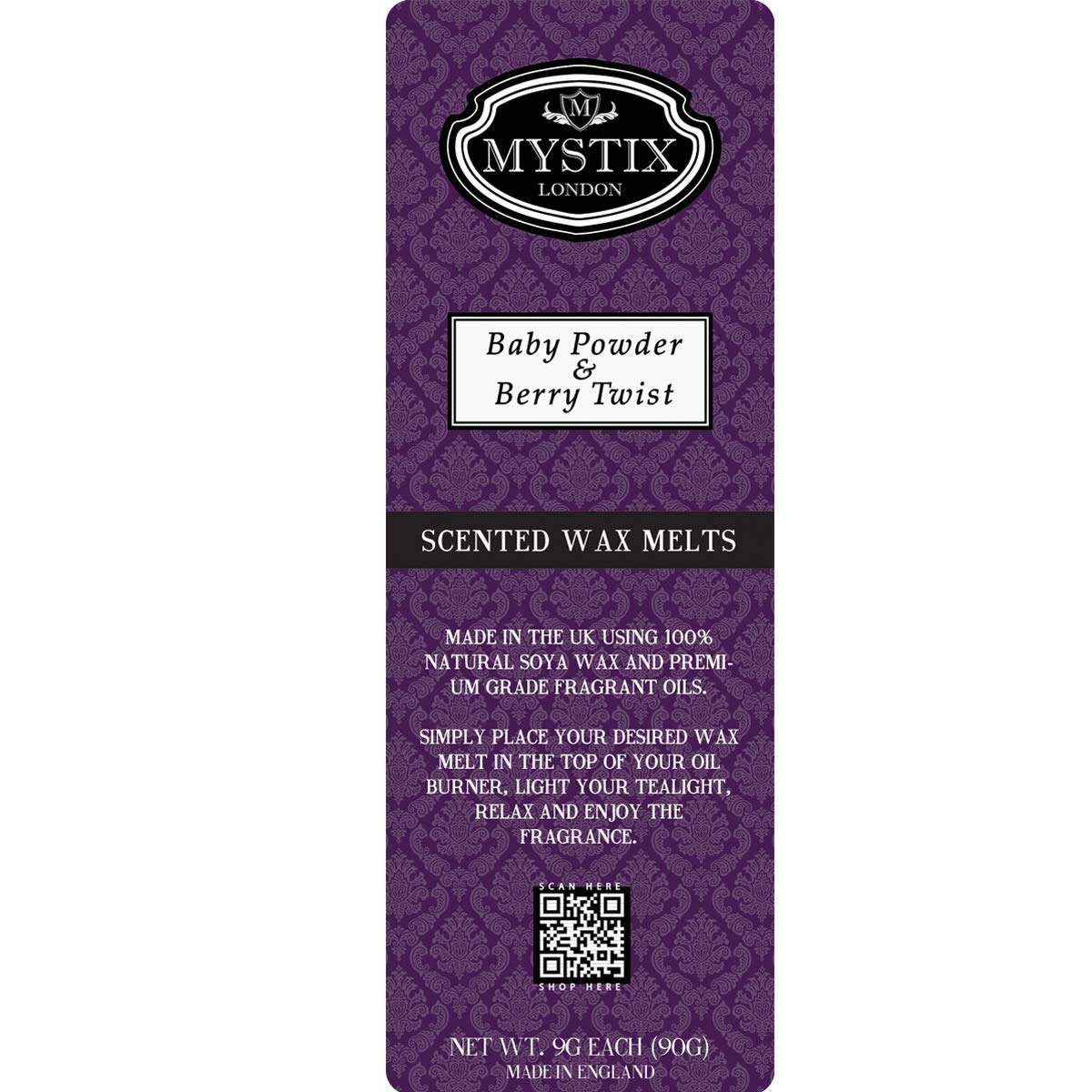 Mystix London | Baby Powder & Berry Twist - Wax Melts Clamshell 90g (10 Cubes)| 100% Natural SOYA Wax | Best Aroma for Home, Kitchen, Living Room and Bathroom | Perfect as a Gift | Handmade in UK