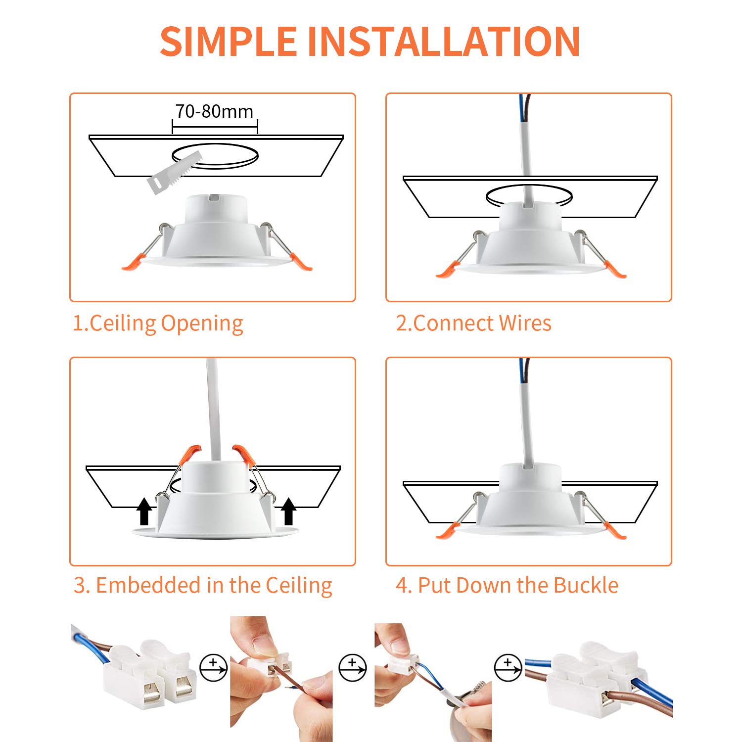 Faretti LED da Incasso, 3 X 6W Faretti Cartongesso, 430LM, 6000K Luce Bianco Freddo, Non Dimmerabile, AC 220-240V Luci da incasso, Integrati Ultrasottile Pannello Lampada, Spot LED incasso