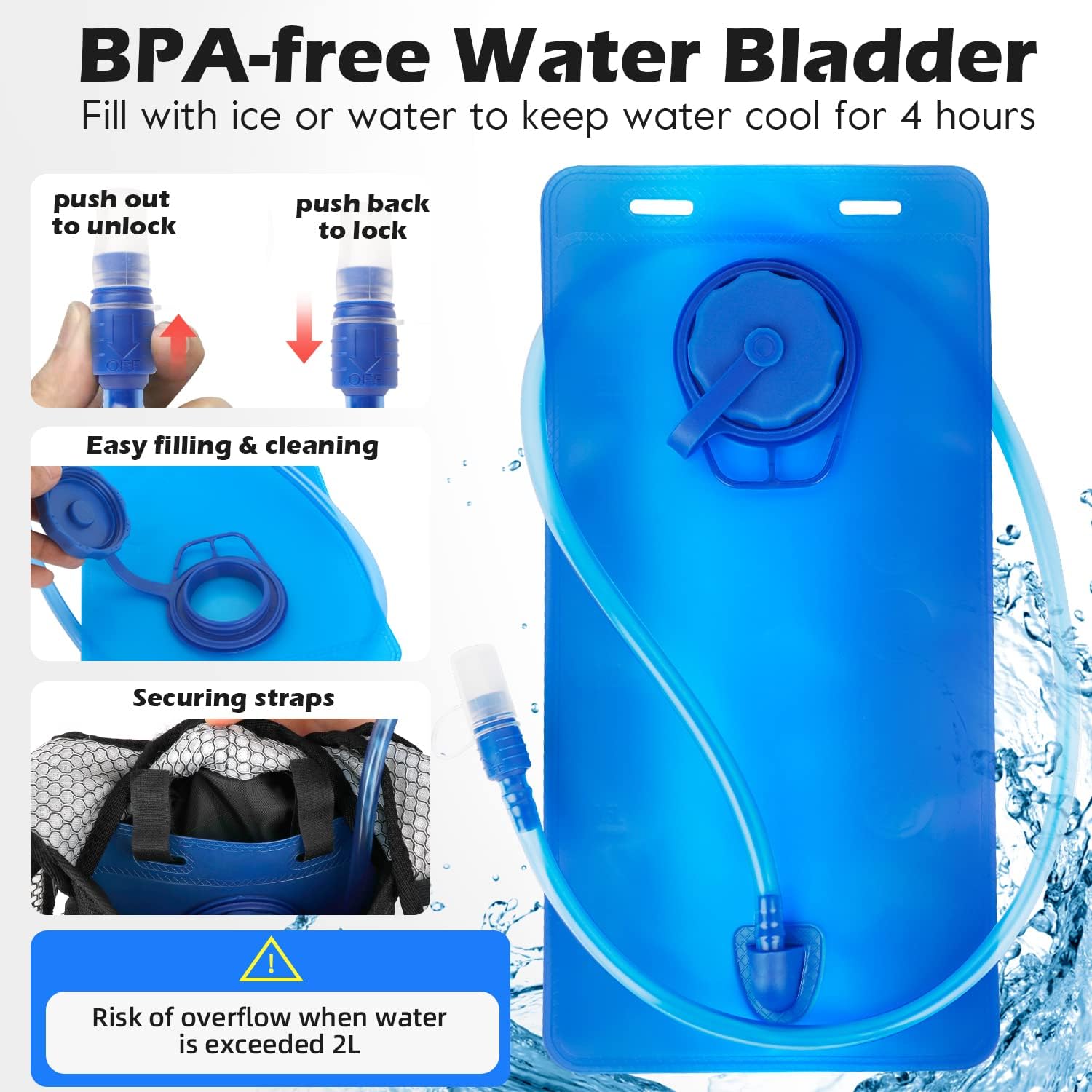 2 Pack Hydration Backpack Pack with 2L Hydration Bladder, ACVCY Lightweight Breathable Water Backpack with 3 Layer Pockets for Hiking Running Music Festivals Cycling