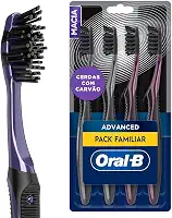 Oral-B Escova de Dente 5 Ações, Cerdas Polidoras com Carvão, 4 Unidades, Preto