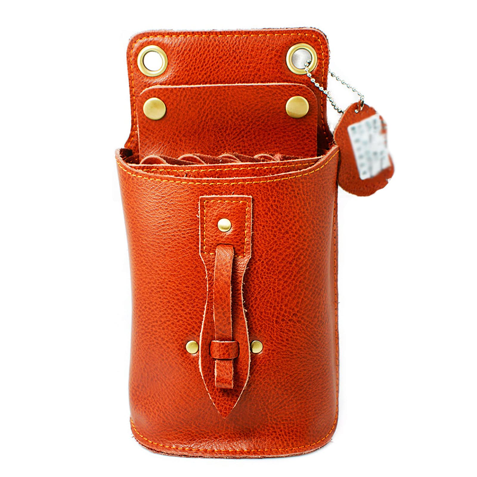 Bolsa de tijeras peluquería de cuero legítimo con cinturón ajustable para peines de barbero 6