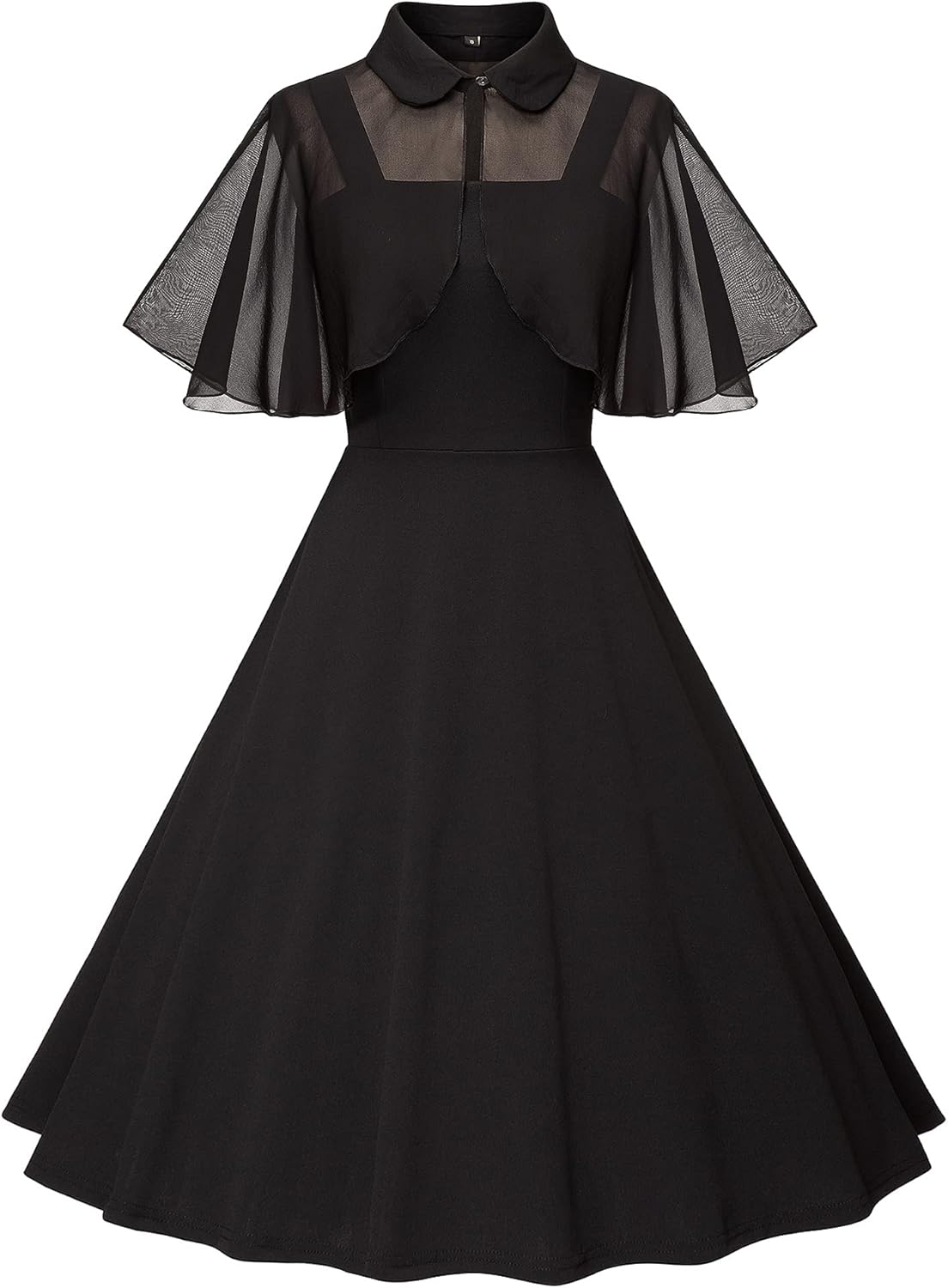 1950s Dresses for Women Vintage Goth Swing Cocktail Dress with Pockets and Chiffon ...