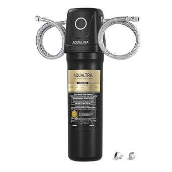 AQUALTRA USF01-BK Under Sink Water Filter System, 12K Gal, NSF/ANSI/CAN 372 Certified, Reduces PFOA, PFOS, Chlorine, Lead, Mercury, Chloramine, Fluoride, Microplastics Particles, Bad Taste & Odor