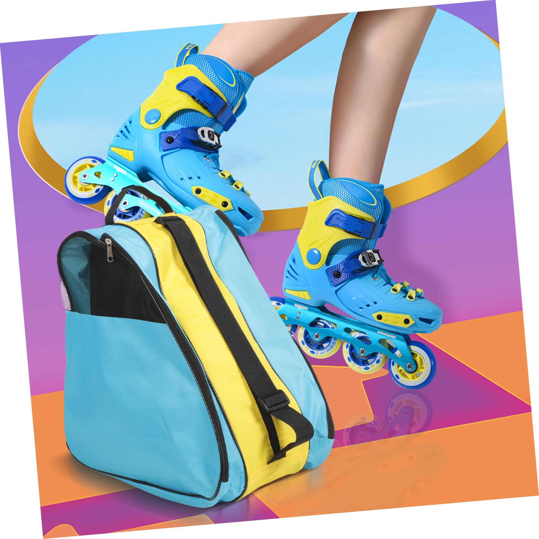 UKCOCO Borsa Porta Pattini Rotelle in Nylon con Cerniera, Zaino per Scarpe da Pattinaggio, Resistente e Pratica, per Trasporto e Protezione Quotidiana