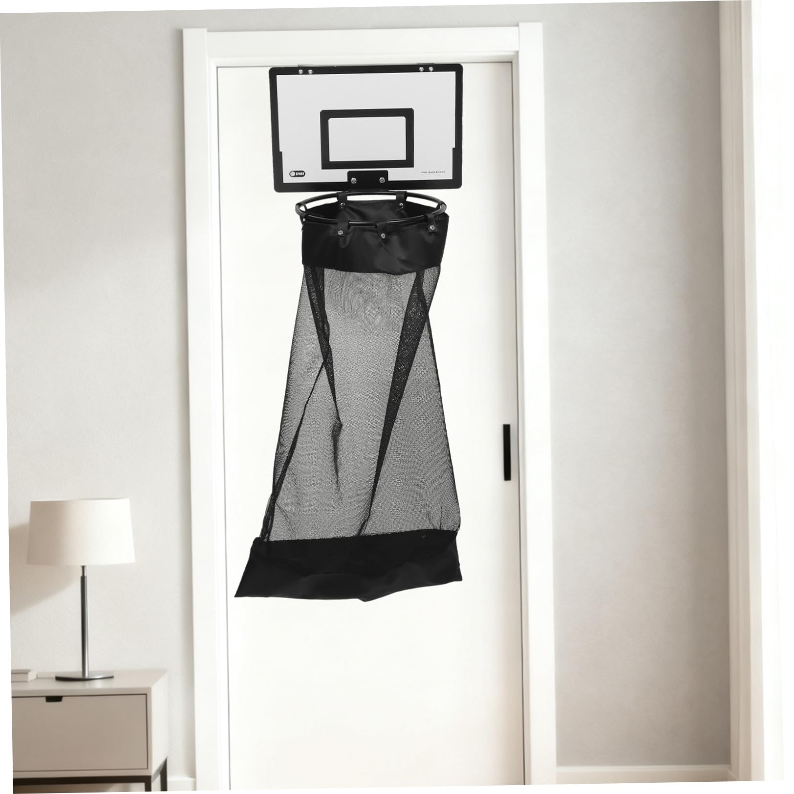 Canestro Basket da Porta per Biancheria, Lavapanni Nero | Pannello in Legno e Ferro, Chiusura con Cerniera, Soluzione Salvaspazio per Casa