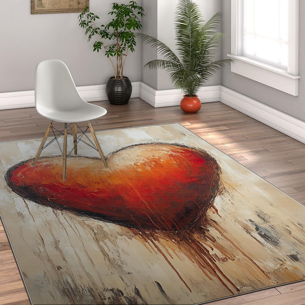 Herz-Muster-Teppiche für Wohnzimmer Teppiche für Schlafzimmer Esszimmer Red Heart Vintage-Heimdekoration Graffiti-Teppich Waschfestiger Rutschfester Innenteppich 60x120cm