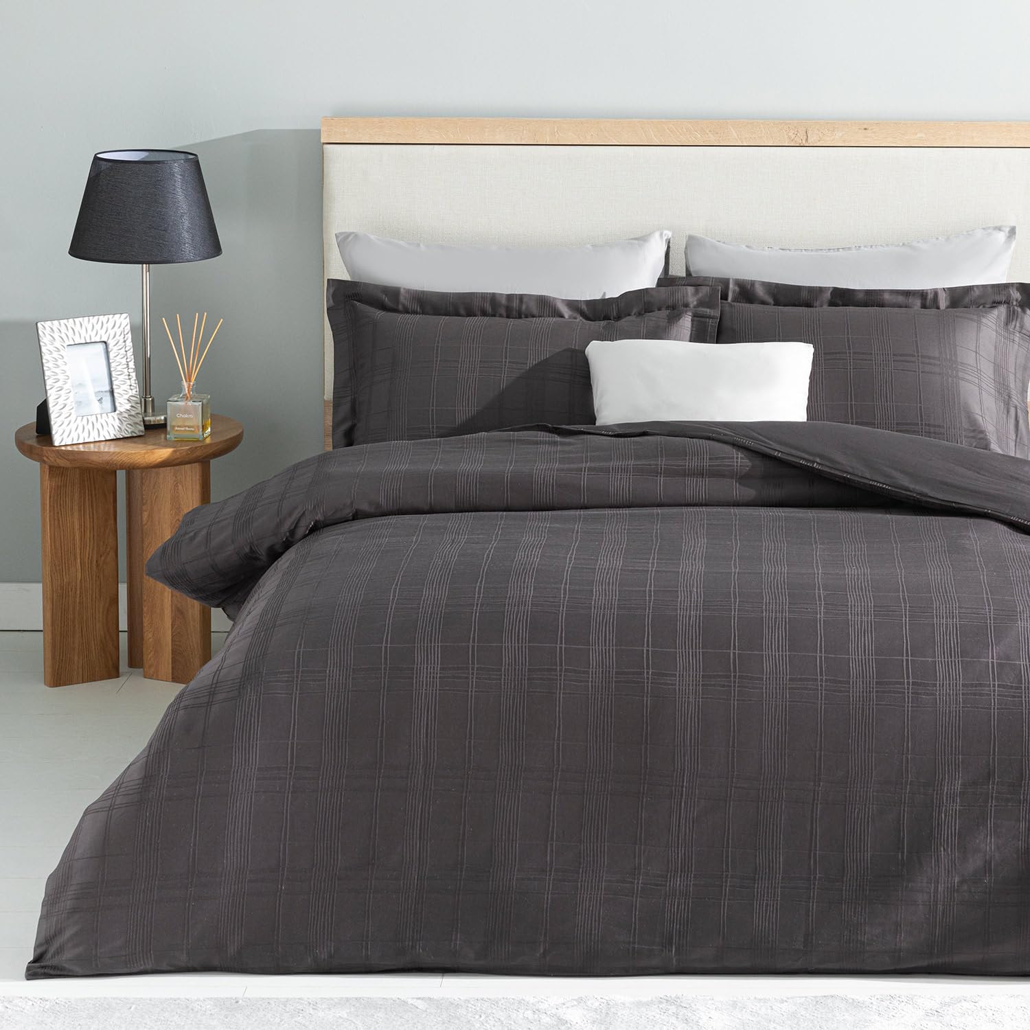Saule%100 Pamuk King Size Nevresim Seti 230X220 Cm Antrasit