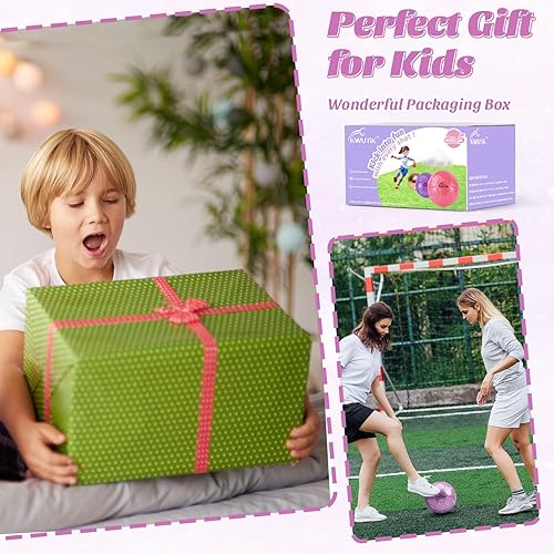 Miniatura 8 de Balón de fútbol de talla 3, 4, 5, con purpurina rosa, dorado, morado, con bomba, pelota de fútbol juvenil para niños pequeños, balón de fútbol para