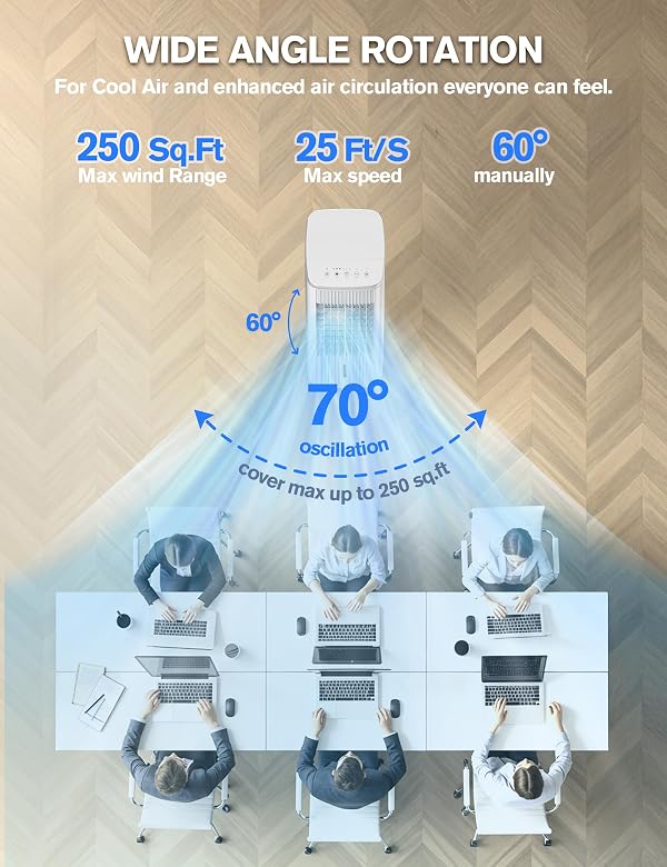 Portable Air Conditioners, Evaporative Air Cooler w/ 4 Ice Packs, 3L Water Tank for Cooing, 7H Timer for Auto-Off, Swamp Coolers with 70° Oscillation, Cream by Slkdrft - Image 4