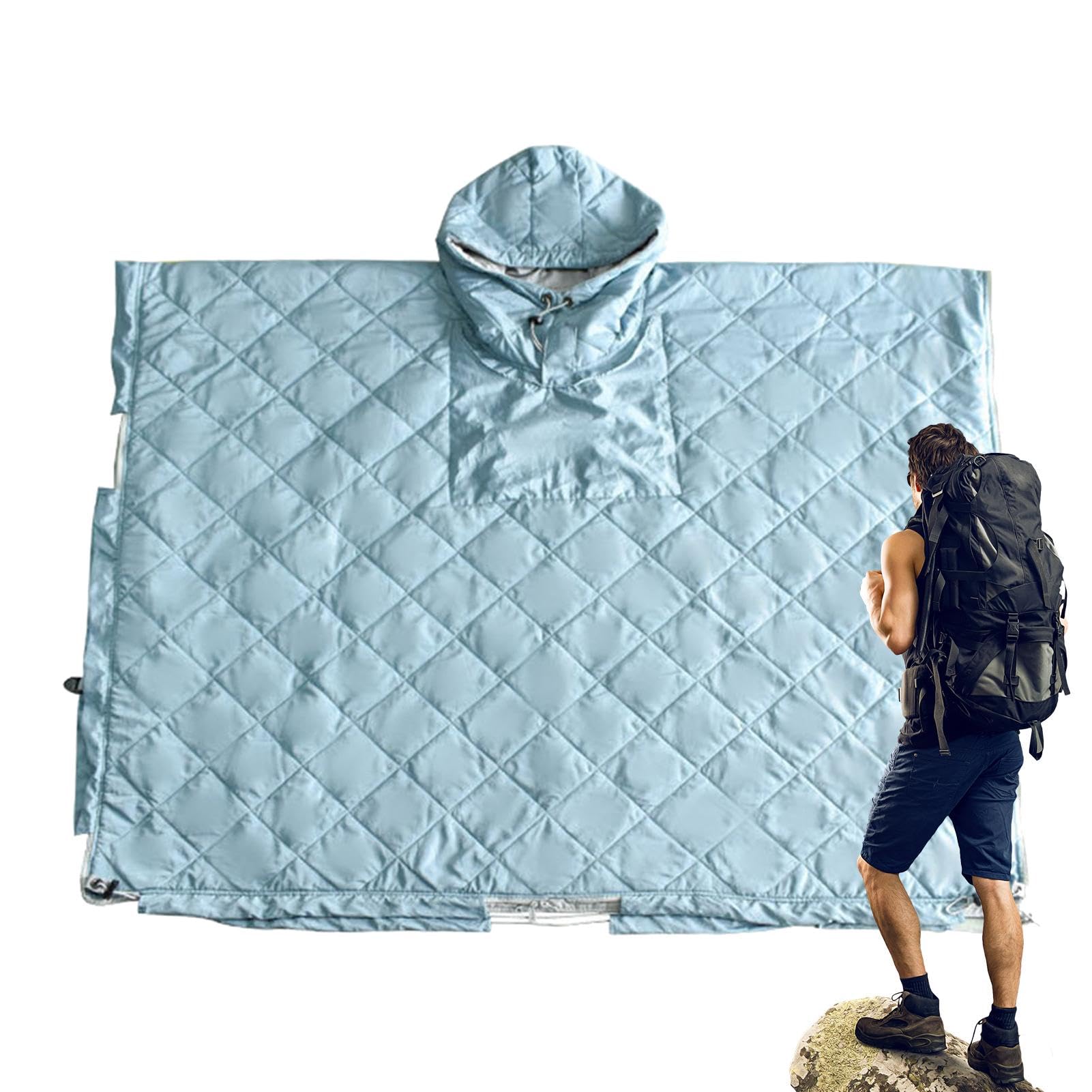 Saco de dormir portátil | Poncho de saco de dormir con capucha | Poncho de manta de camping, saco de dormir portátil, poncho resistente al agua, manta cálida para llevar puesto, poncho de