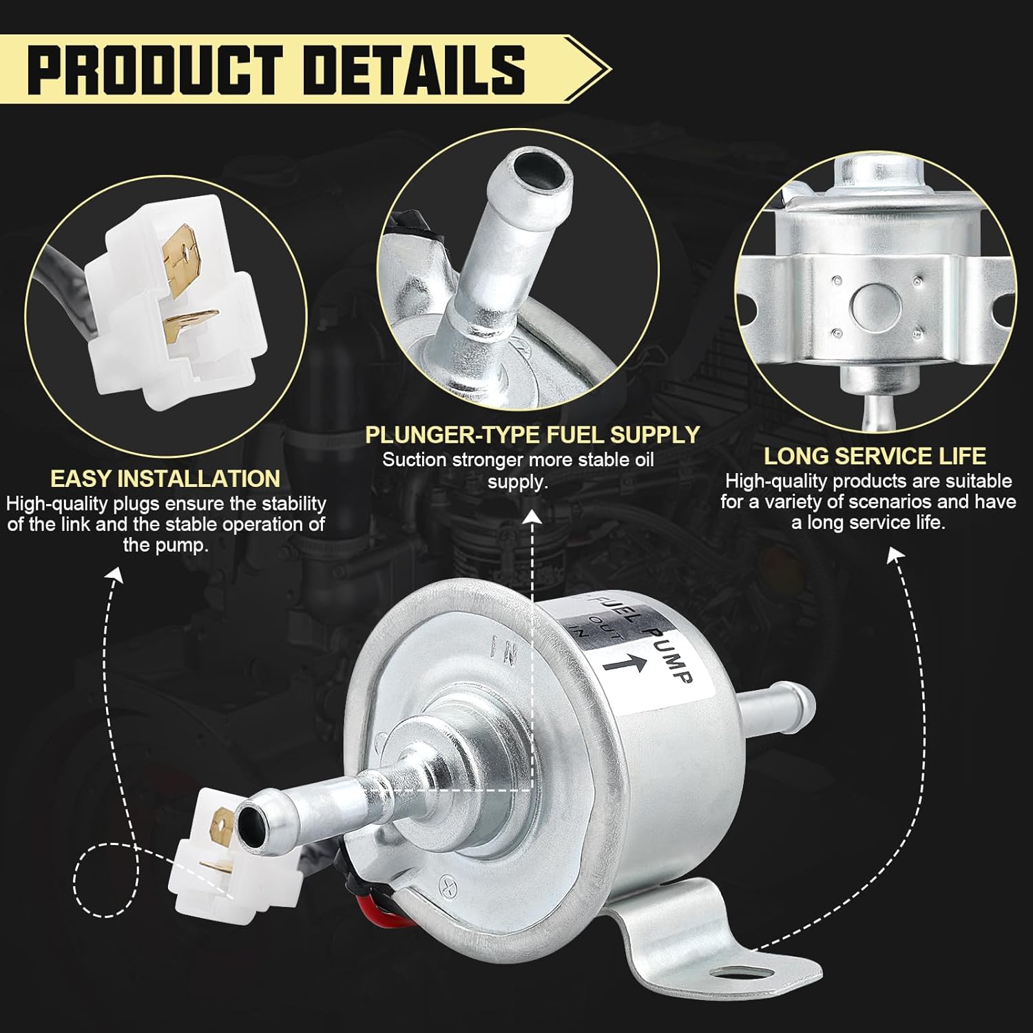 12V Electric Fuel Feed Pump 129612-52100 Replacement for Yanmar 4TNV88 3TNV88 4TNV84 Takeuchi TB230 Hitachi ZX30U-2 ZX35U-2 Replace 129322-77401