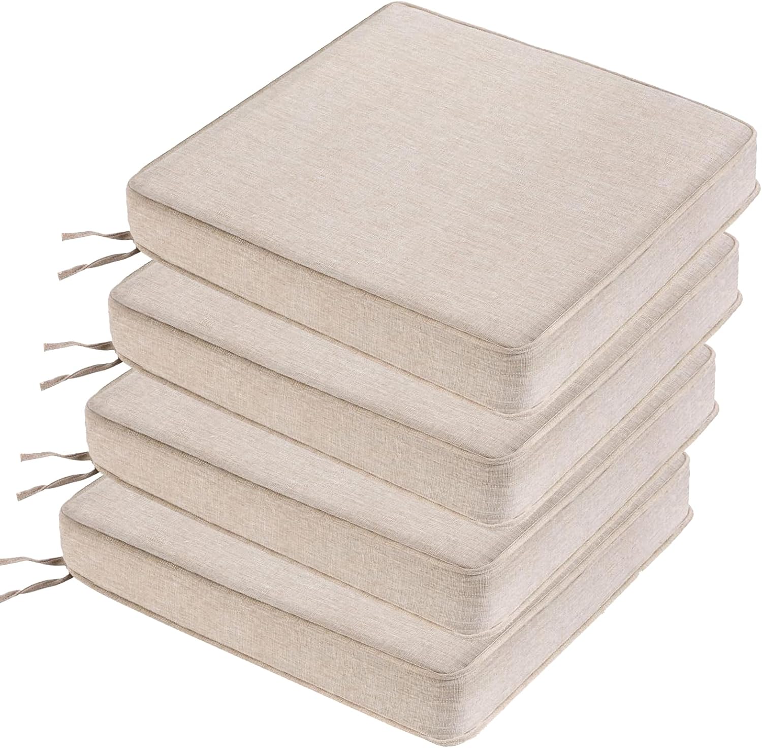 JMGBird Outdoor Chair Cushions Set of 4, Water Resistant Seat Cushions 19 x 19 Inch with Ties Outdoor Cushions for Patio Furniture Beige Pack of 4