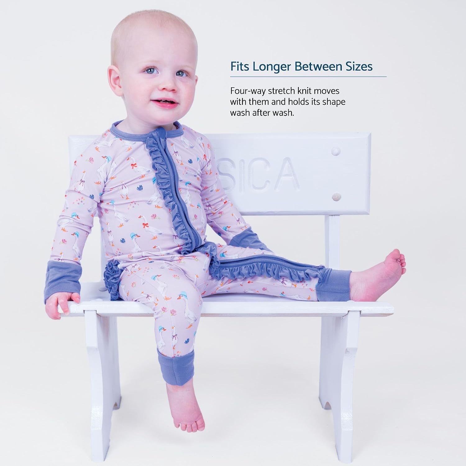LollyBanks Baby Pajamas, Long Sleeve Baby Romper with 2-Way Zipper, 95% Viscose from Bamboo and 5% Spandex, Infant Sleepers