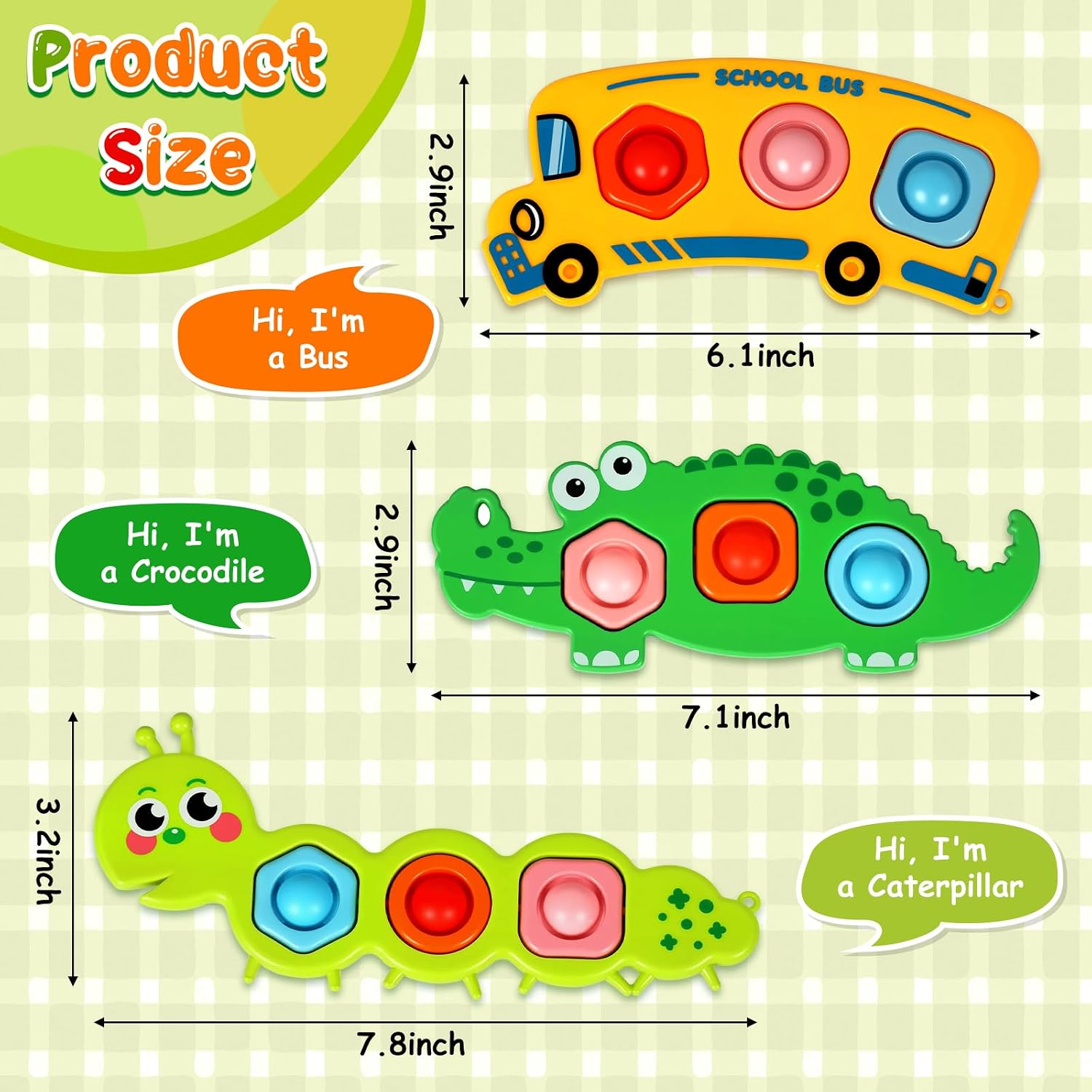 3PC Pop Fidget Sensory Toy for Toddlers 3-5, Montessori Toys for 3+ Years Old, Airplane Car Travel Toy for Toddlers 3-5, pop Fidget Toy for Classroom Prizes Student Gifts Birthday Goodie Bag Stuffers