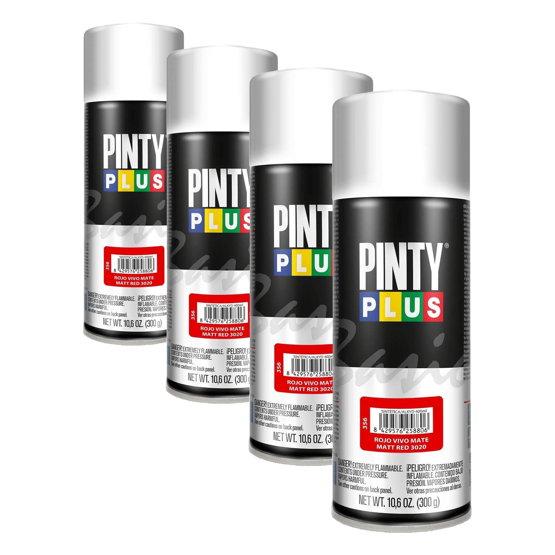 Pintura en spray aerosol multiusos Rojo Vivo Mate 3020 Pintyplus BASIC para bricolaje