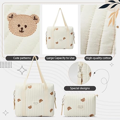 Vista 5 de Paterr Bolsa de pañales para mujer, multifunción, multitamaño, bolsa de maternidad, acolchada, de algodón, bonita, 2