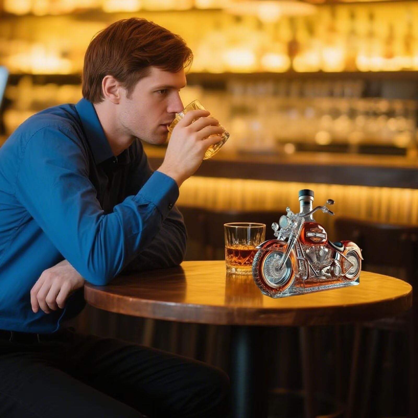 Décanteur à whisky – 300 ml en forme de moto en verre pour le stockage des spiritueux, élégant pour la maison, bar, art, cadeau créatif