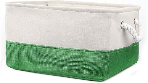 uxcell Canasta de almacenamiento de tela plegable con asas dobles, contenedores plegables para almacenamiento de ropa de lavandería, organizador