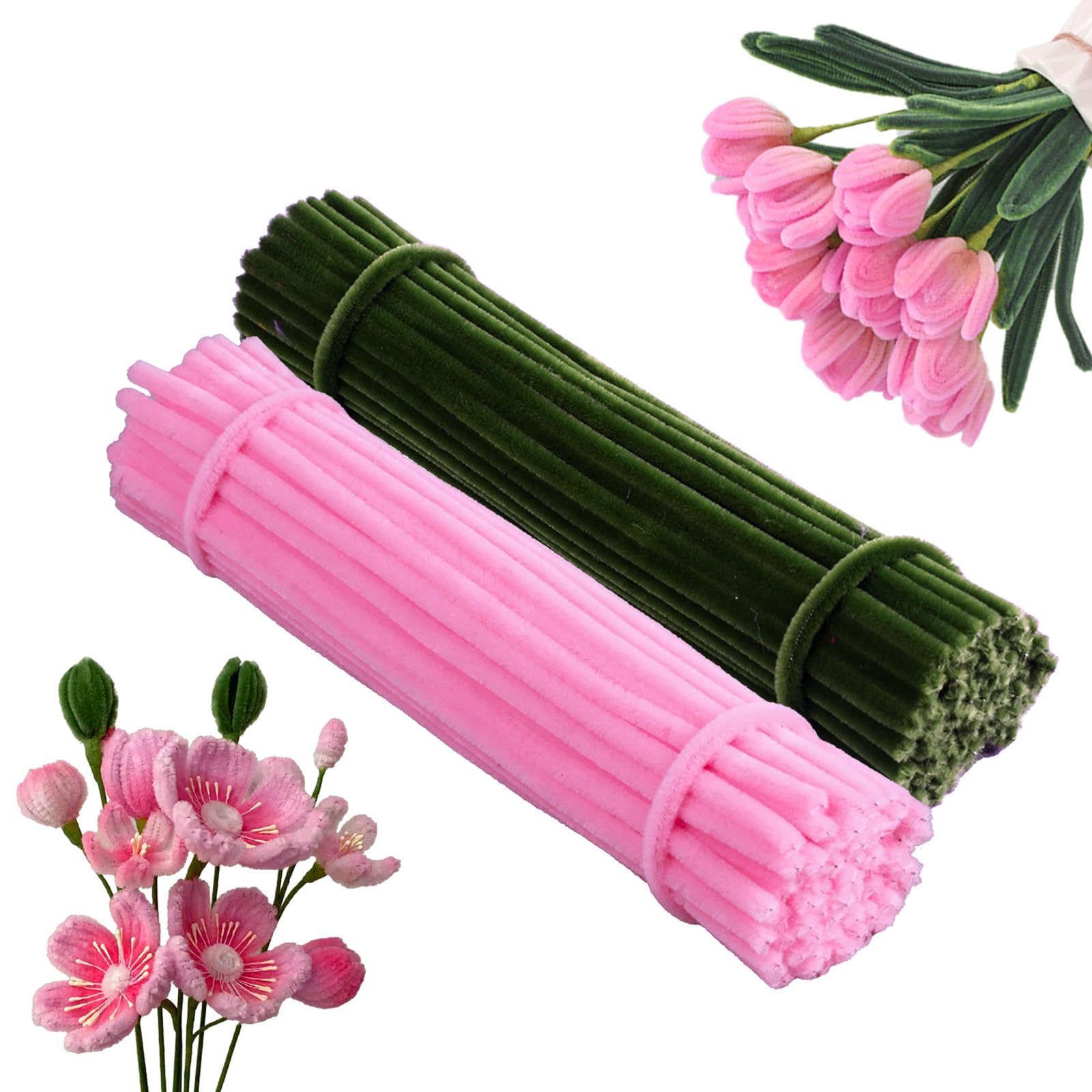 Kit De Manualidades Con Limpiapipas - 200 Piezas Para Hacer Tulipanes, Incluye Tallos Y Papel De Regalo, Ideal Para DIY