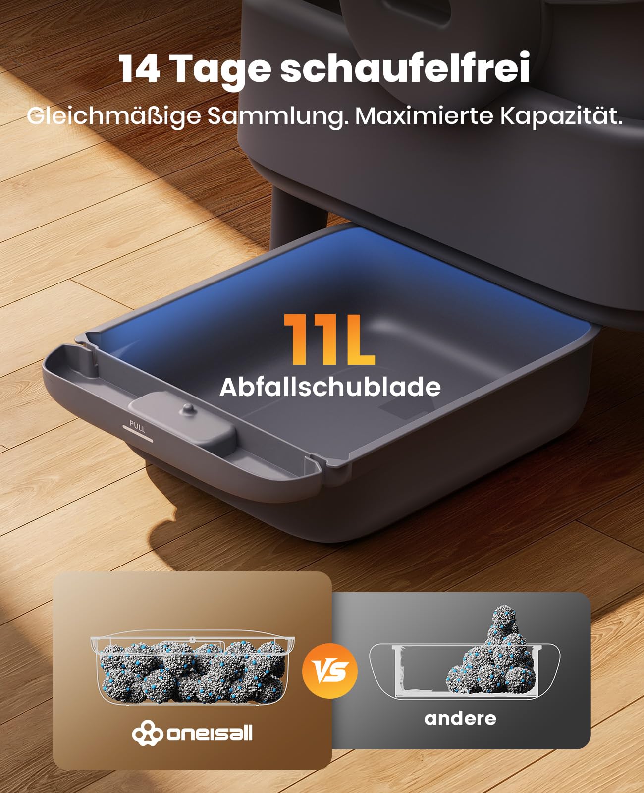 oneisall katzenklo selbstreinigend automatisch offen XXL große Katzen, katzenklo mit EaseClean™ System, selbstreinigende katzentoilette Auto und Manuelle Modi, Ink. katzenklomatte und 40beutel