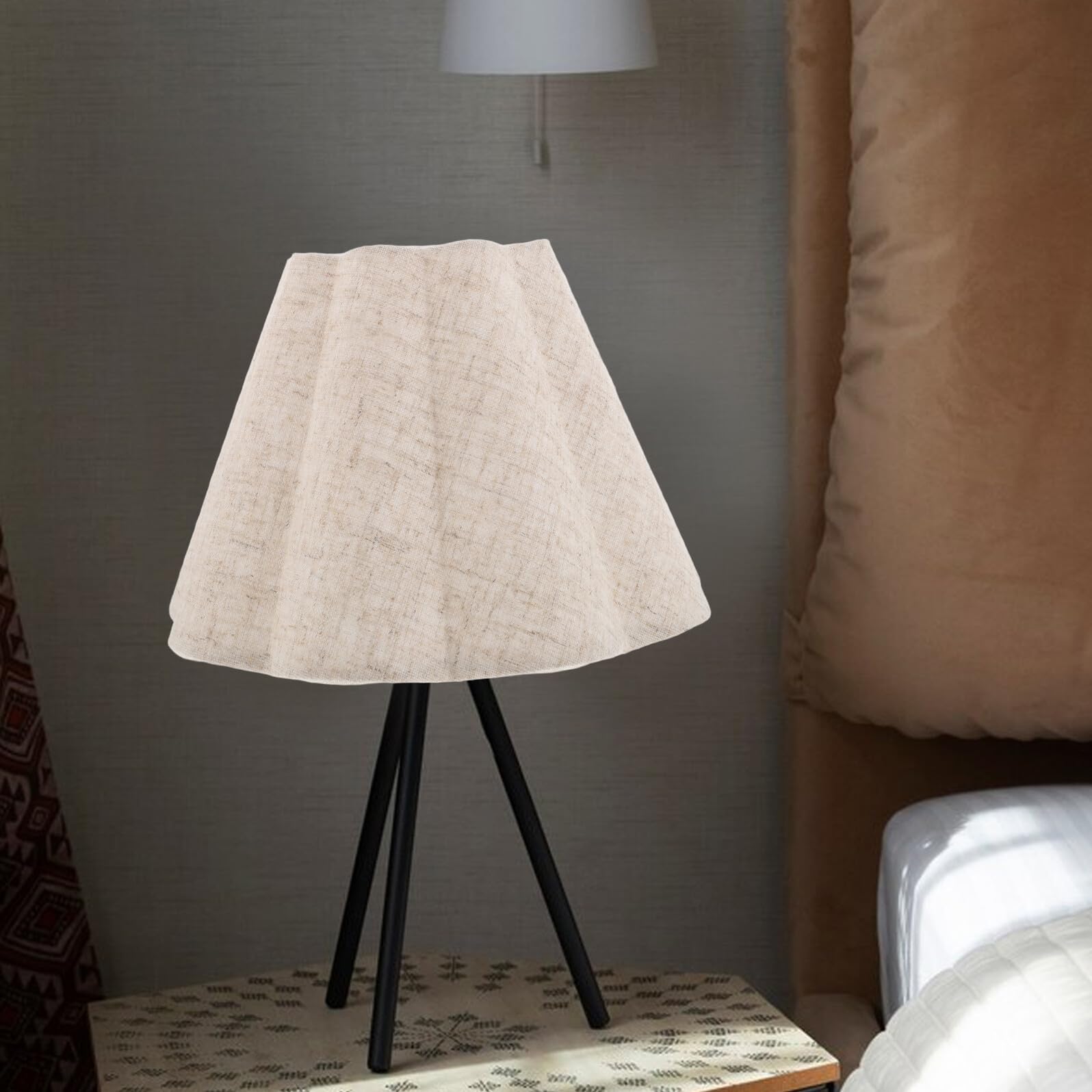 Paralume a Tulipano in Lino Beige Paralume per Lampada da Tavolo e Lampada da Terra Copertura Effetto Iuta con Diffusione Morbida della Luce per Zona Soggiorno e Camere da Letto