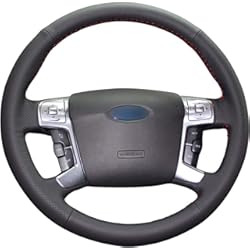 Funda Volante Ford Focus Mk2 Shining wheat Funda de cuero negro para volante de coche para Ford Mondeo Mk4 2007-2012 S-Max 2008