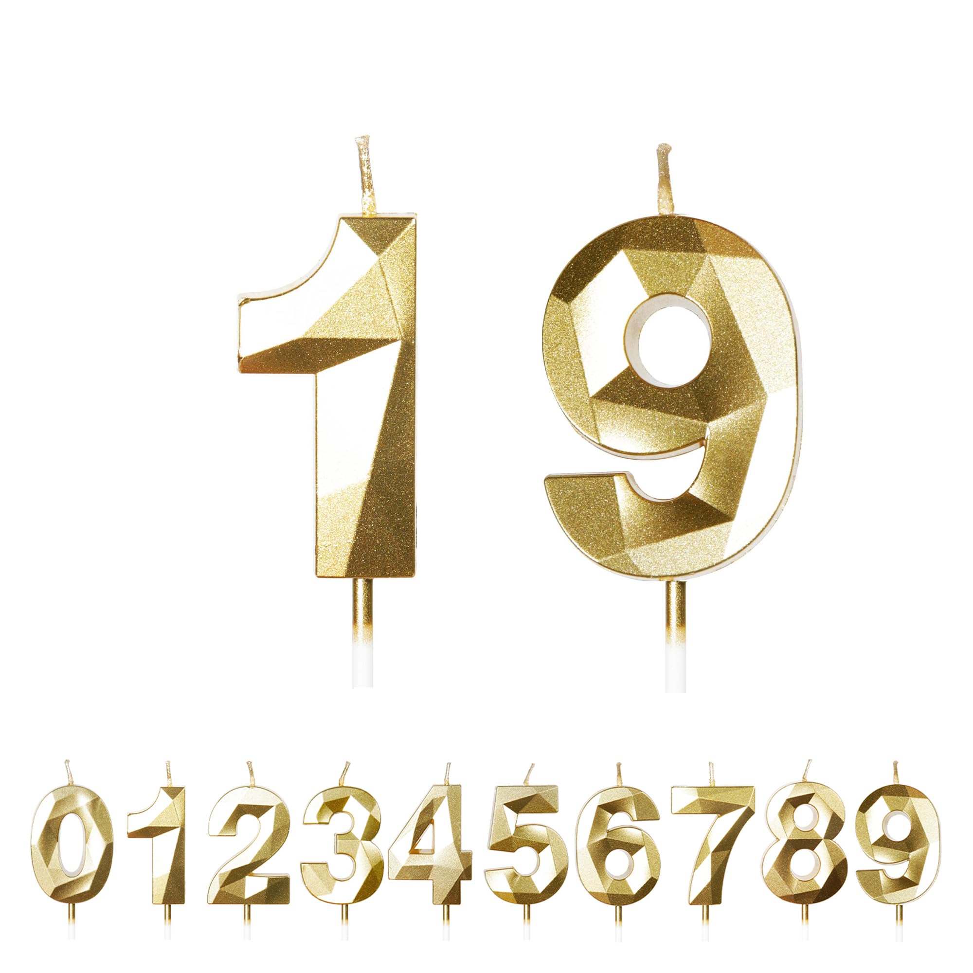 Fuzvol Gold Birthday Cake Candles, Number 19 Candle,Cake Topper Decorations