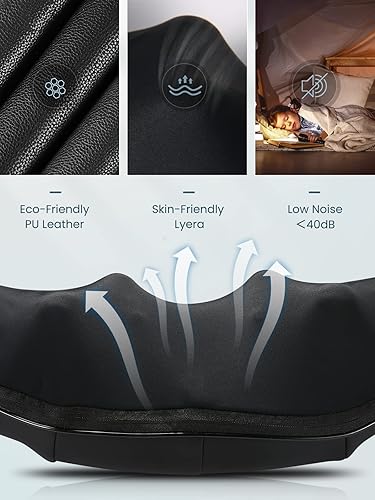 Miniatura 5 de Careboda Shiatsu Masajeador de cuello y espalda con calor relajante, masaje eléctrico de hombros 8 nodos Masajes de amasamiento 3D de tejido