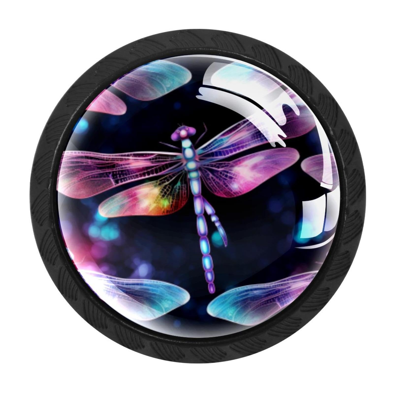 CHENZZZZ 4 Pack Dragonfly Drawer Knobs Cabinet Knobs Crystal Glass Knobs Pulls Handles for Kitchen Cabinet Hardware Cupboard Door Dresser Wardrobe Home Decor