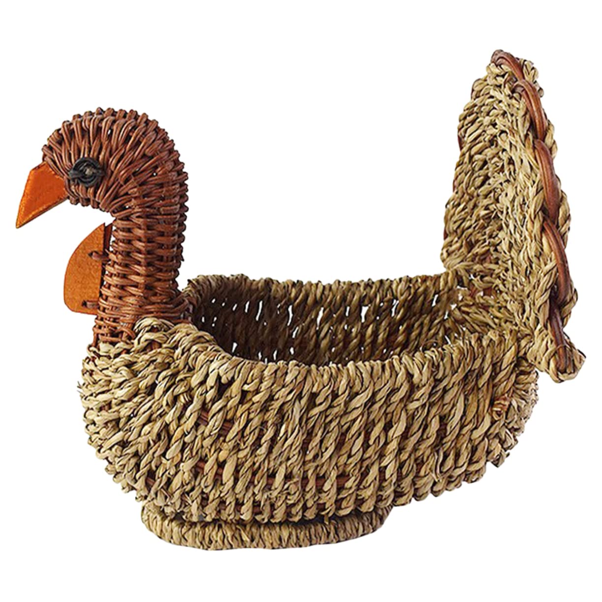 VICASKY Straw Turkey Basket Weave Basket Woven Storage Baskets Craft Eggs Veggies Basket Woven Egg Basket Wicker Bowls Baskets for Organizing Basket Small Desktop Storage Basket Bread Pan