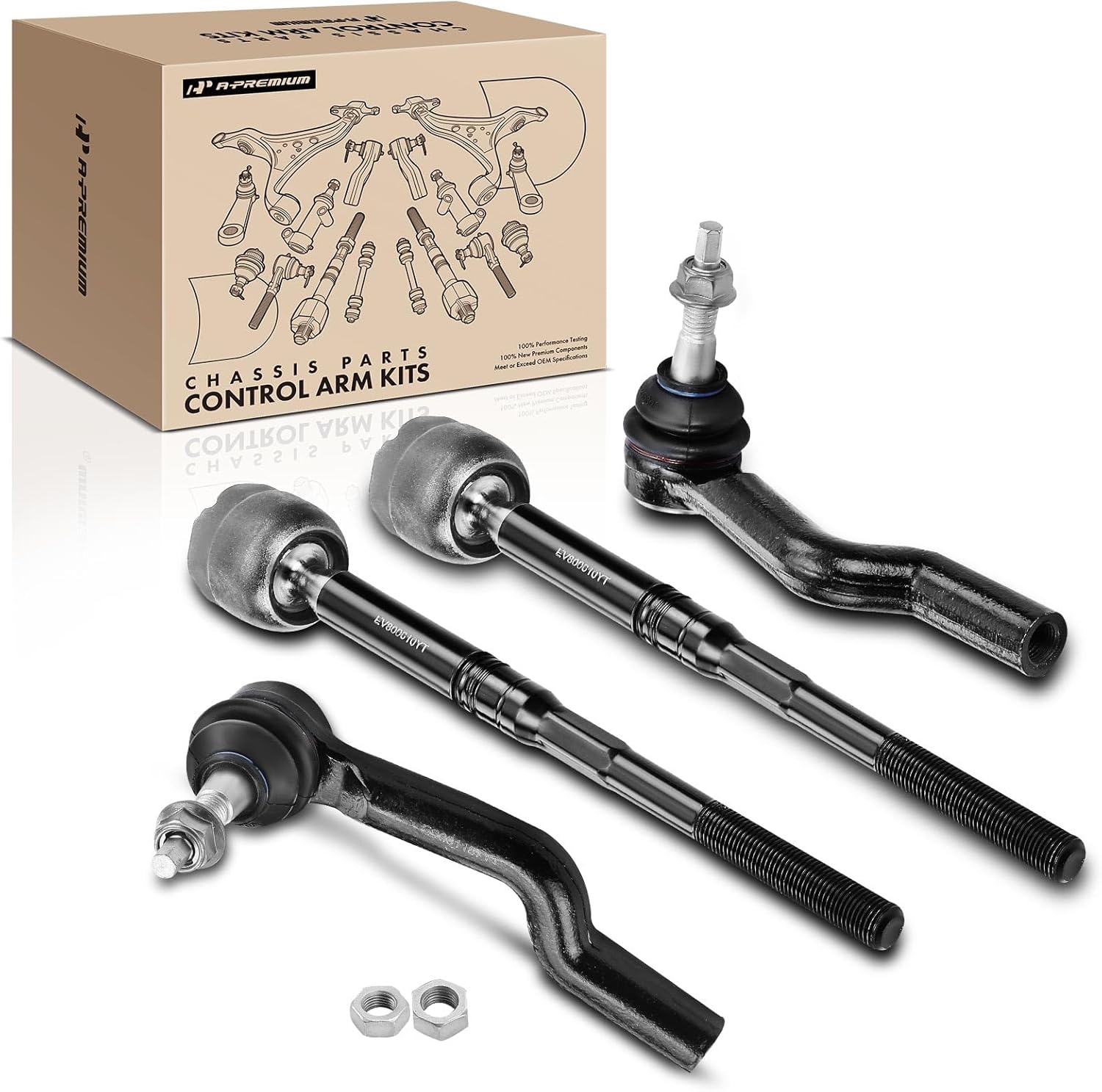 A-Premium Set of 4, Front Inner & Outer Tie Rod End Kit, Compatible with Buick LaCrosse 2014-2016, Regal 2014-2017, Cadillac XTS 2014-2019