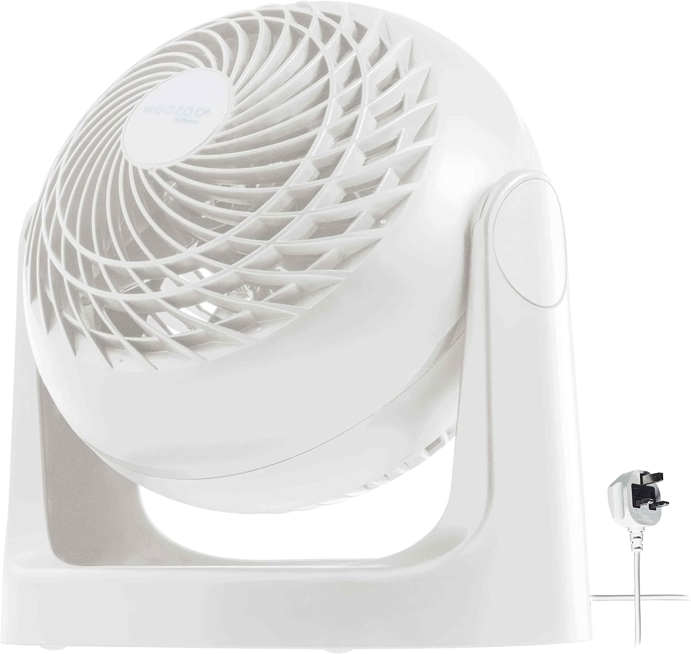Woozoo by Ohyama, Powerful, silent desk fan/table fan, 30W, 13m², Patented 3D propellers, 360° rotation, 3 speeds, For office, living room, next to bed - Woozoo PCF-HE15 - White [UK model]