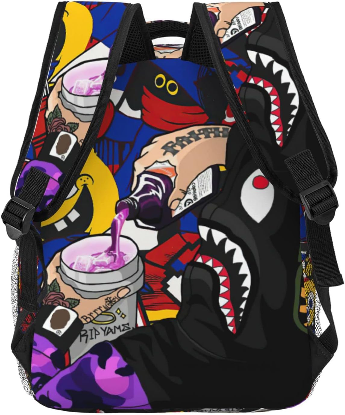 Vkaxopt Backpack Shark Teeth Camo Backpacks Travel Laptop Daypack Big Capacity Bookbag Fashion Durable Back Pack for School Boy Girl Men and Women-SuperGraffiti