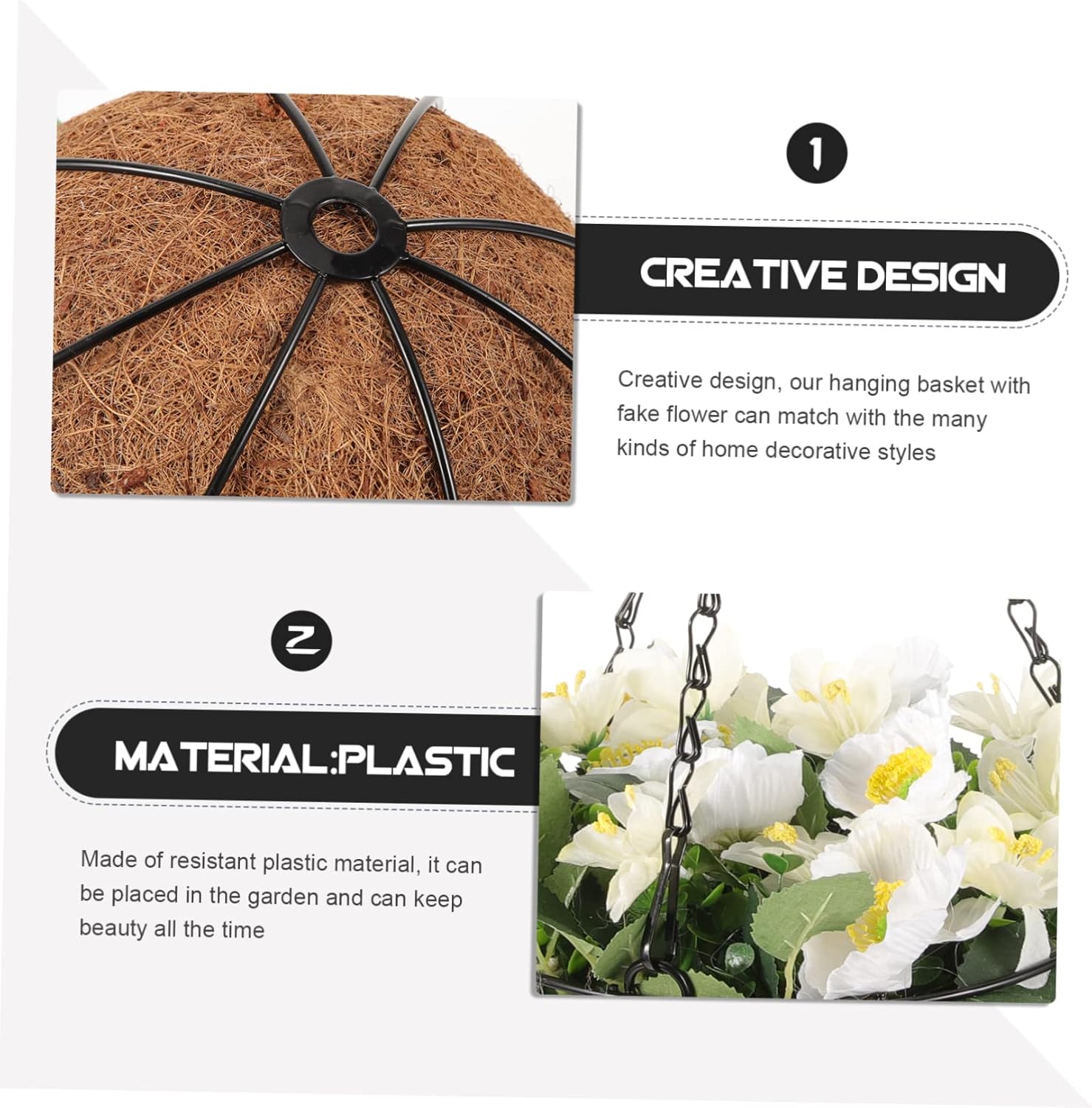 HAKIDZEL Artifical Outdoor Hanging Baskets Hanging Flower Basket Faux