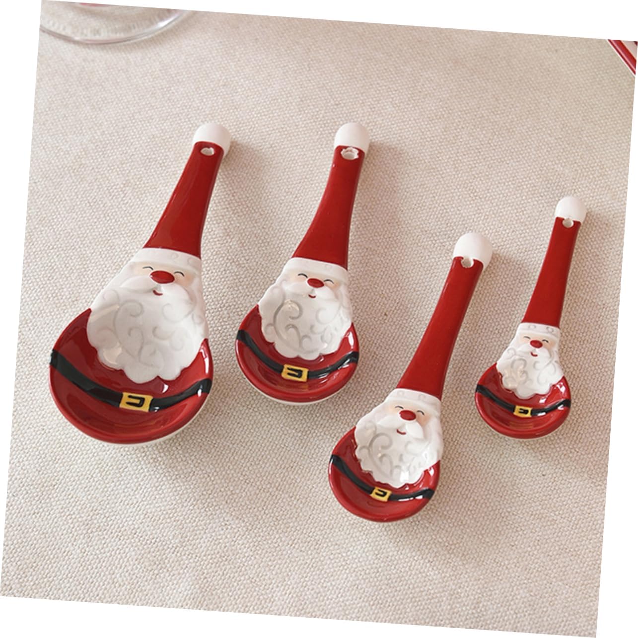 Ceramic Measuring Spoon Set Tiny Measuring Spoons for Baking Christmas Teaspoon Santa Claus Theme Kitchen Accessories