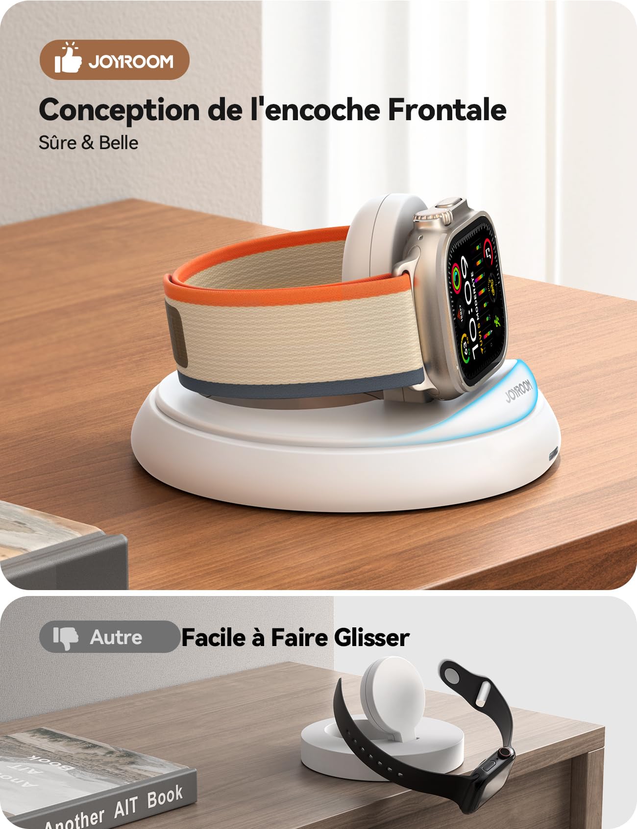 AXFEE Station D'Accueil Silicone Pour Apple Watch - Support Bureau Charge Compatible SE/8/7/6/5/4/3/2/1