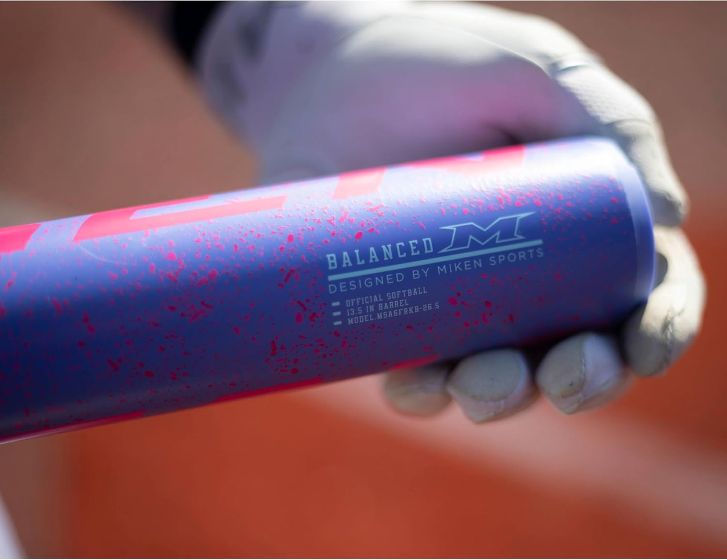 Miken Unisex-Adult Freak Splatter Slowpitch Softball Bat | USA | MSA6FRKB | Balanced | 2 Pc. Composite | 13.5" Barrel | Multiple Sizes