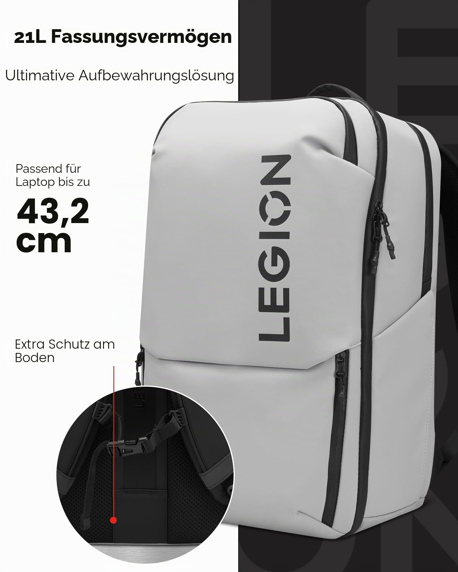 Lenovo Legion 17 Zoll Gaming Rucksack GB800 | Hellgrau