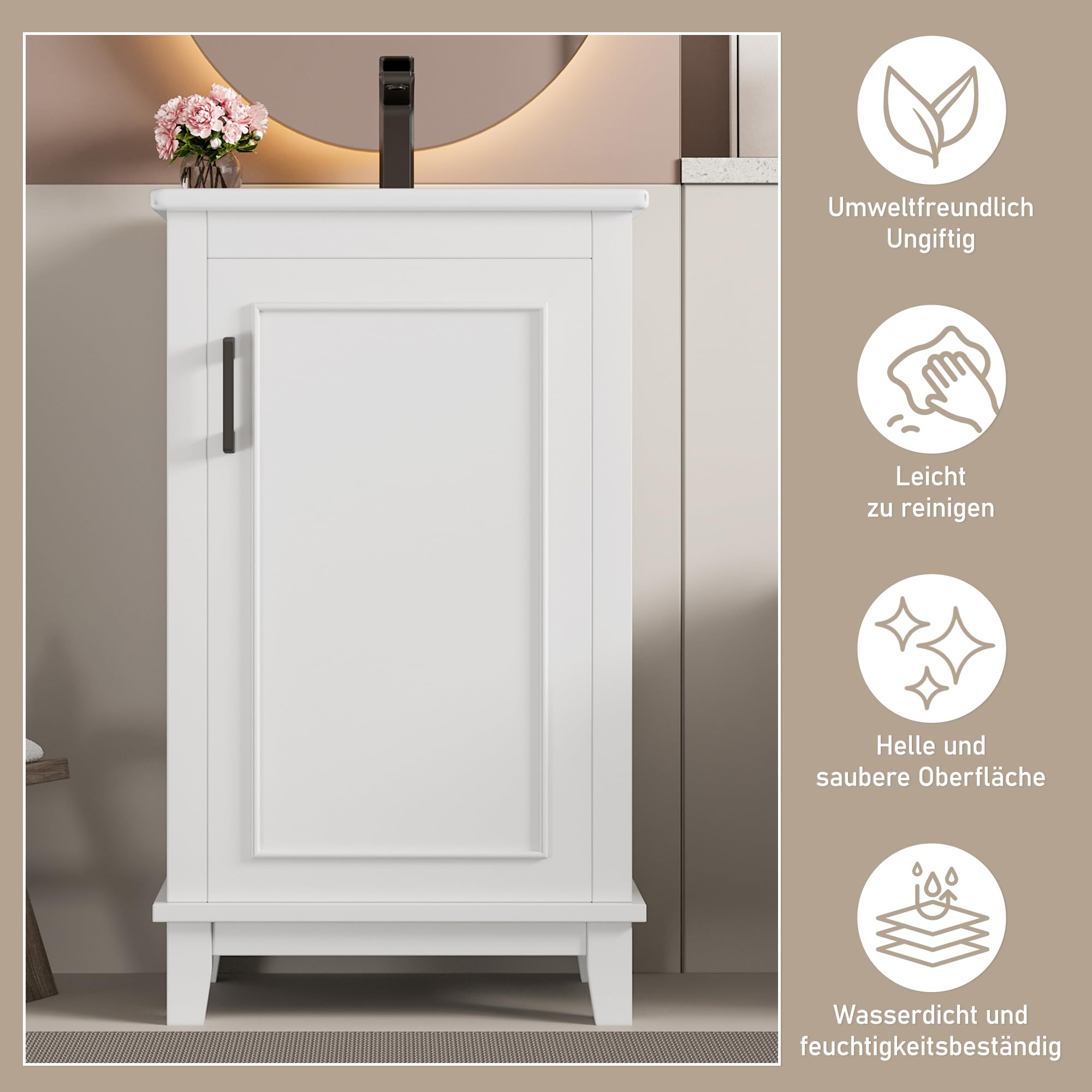 Lavabo in ceramica integrato, adatto per piccoli spazi