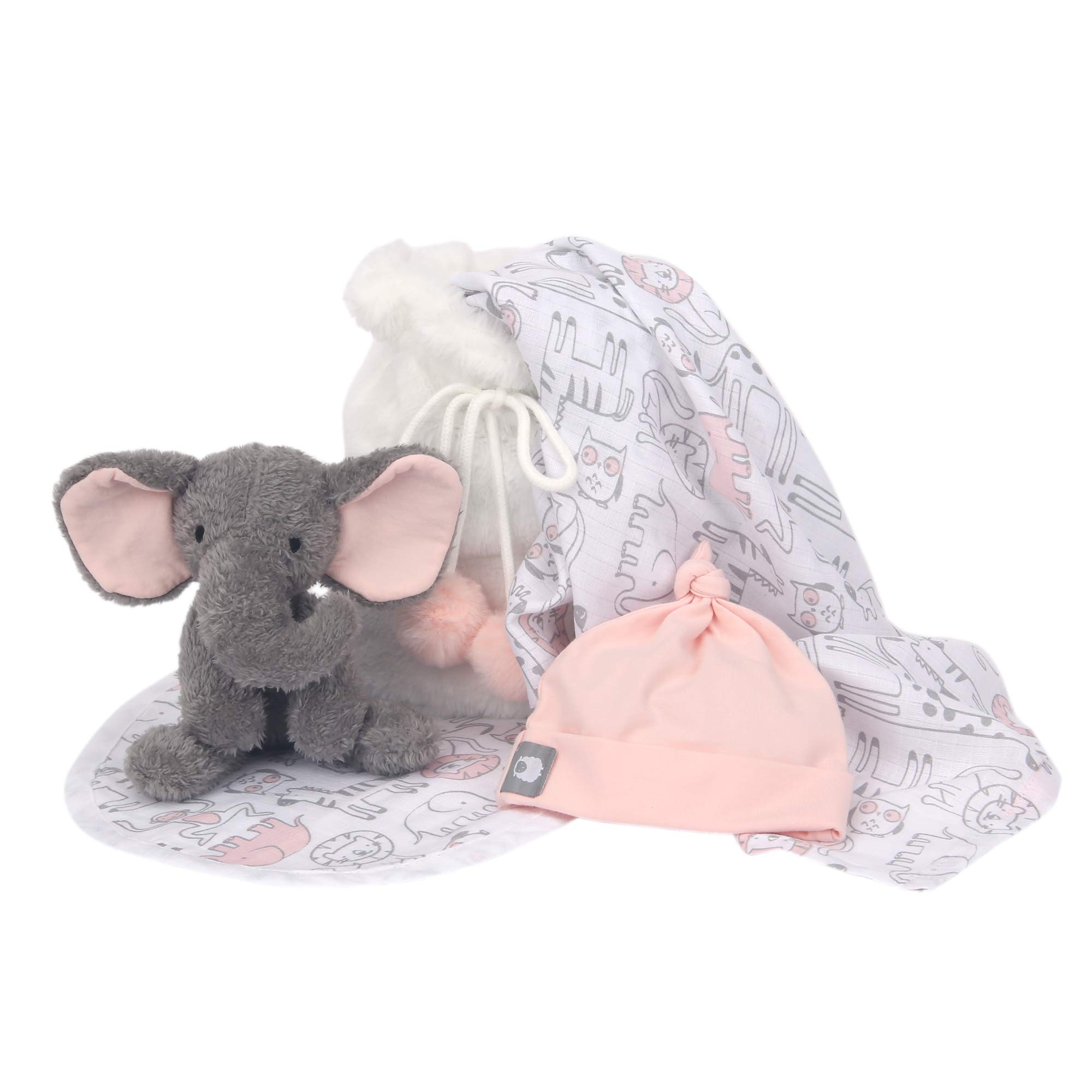 5 Piece Pink/Gray Luxury Soft Baby Gift Bag for Infant/Newborn — view 8