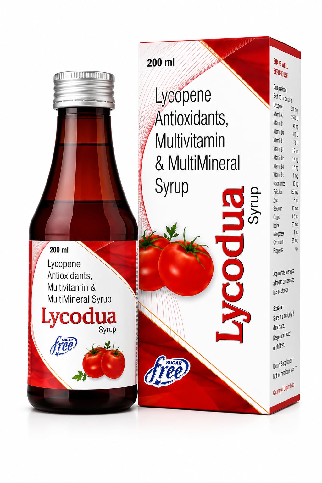 Lycodua Lycopene Antioxidants Multivitamin & MultiMineral Syrup, 200 ml | Sugar Free, With Zinc & Selenium, Folic Acid & Iodine, Dietary Supplement, Shake Well Before Use-image-34