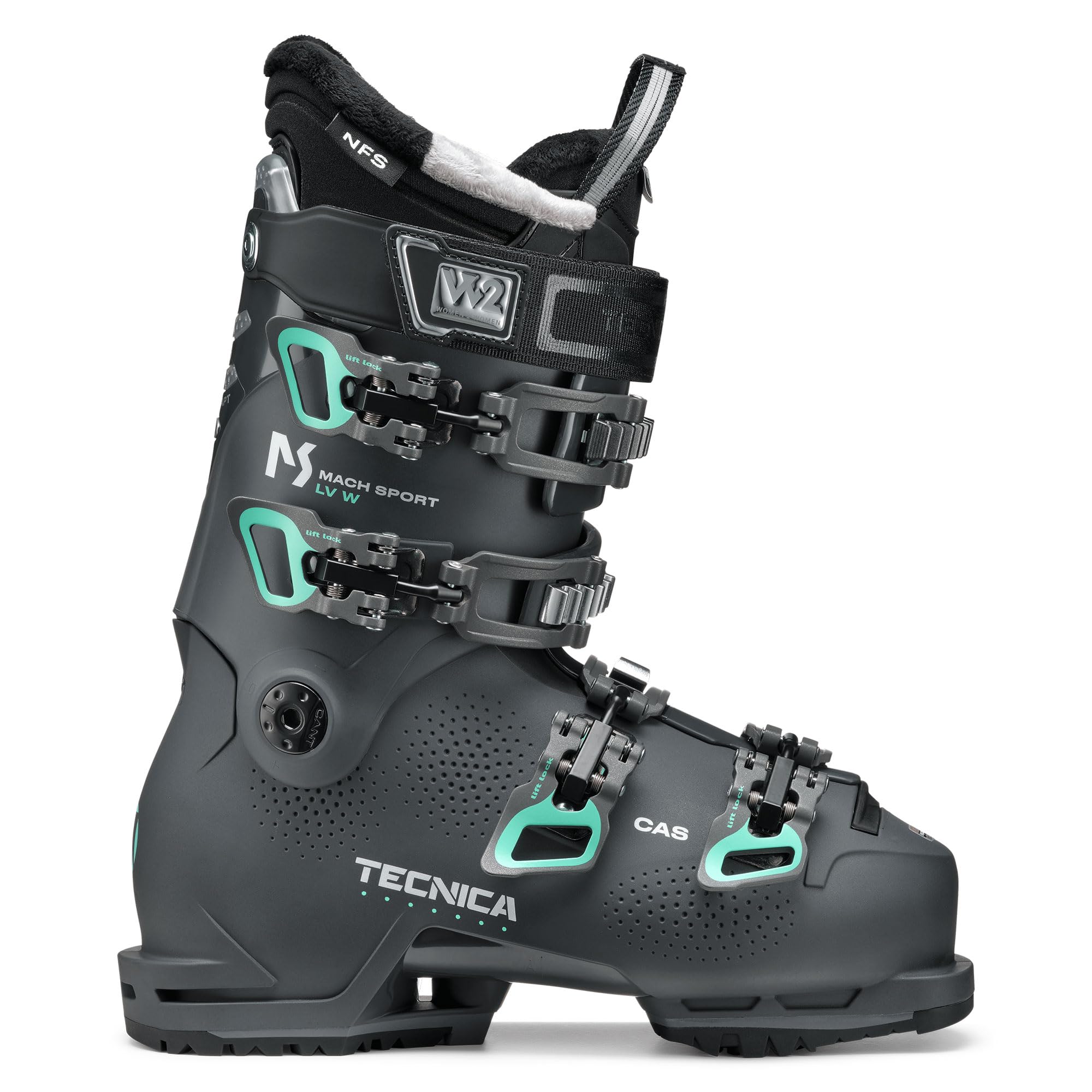 TECNICA Women's C.A.S. Cuff Adapt System Mach Sport LV Low Volume 85 Ski Boots for Intermediate Skiers, Graphite, 24.5